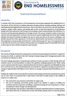 Small Scale Housing Unit Report Final